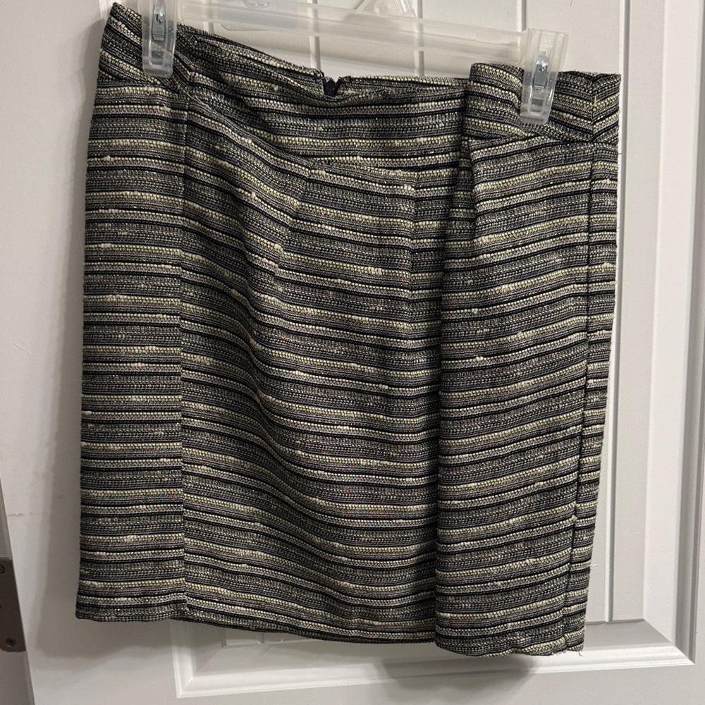 Massimo Black and Gray Striped Pencil Skirt